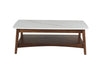 48" Walnut And White Stone Rectangular Coffee Table With Shelf