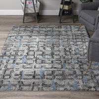 8' X 11' Grey Geometric Area Rug