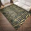 8' X 10' Black and Gold Animal Print Shag Handmade Non Skid Area Rug