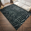 3' X 5' Black and Gray Zebra Print Shag Handmade Non Skid Area Rug