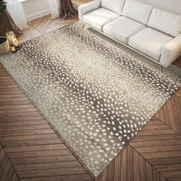 3' X 5' Beige Gazelle Print Shag Handmade Non Skid Area Rug