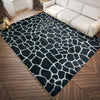 3' X 5' Black and White Croc Print Shag Handmade Non Skid Area Rug