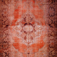 8' X 10' Red Oriental Distressed Non Skid Area Rug