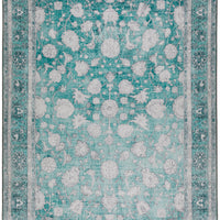 8' X 10' Blue Oriental Distressed Non Skid Area Rug