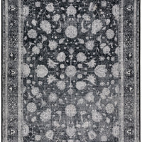 3' X 5' Black Oriental Distressed Non Skid Area Rug