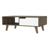 40" Natural And Dark Brown And White Wood Rectangular Coffee Table With Shelf