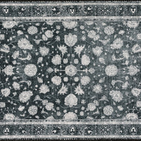 2' X 3' Black Oriental Distressed Non Skid Area Rug