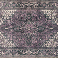 2' X 3' Purple Oriental Distressed Non Skid Area Rug