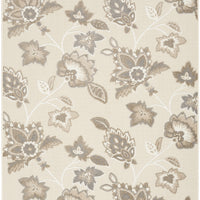 9' X 12' Beige Floral Stain Resistant Non Skid Area Rug