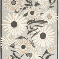 9' X 12' Beige Floral Stain Resistant Non Skid Area Rug