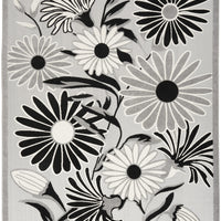 9' X 12' Black And White Floral Stain Resistant Non Skid Area Rug