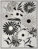 9' X 12' Black And White Floral Stain Resistant Non Skid Area Rug