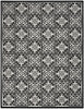 9' X 12' Black And White Fleur De Lis Stain Resistant Non Skid Area Rug