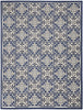 9' X 12' Blue Fleur De Lis Stain Resistant Non Skid Area Rug