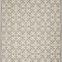 9' X 12' Ivory And Grey Fleur De Lis Stain Resistant Non Skid Area Rug