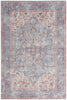 6' X 9' Blue And Orange Medallion Distressed Washable Area Rug