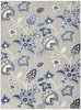 4' X 6' Blue And Grey Floral Stain Resistant Non Skid Area Rug