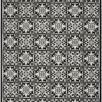 6' X 9' Black And White Fleur De Lis Stain Resistant Non Skid Area Rug