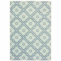 10' X 13' Blue Geometric Stain Resistant Indoor Outdoor Area Rug