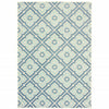 10' X 13' Blue Geometric Stain Resistant Indoor Outdoor Area Rug