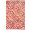 10' X 13' Pink Floral Stain Resistant Indoor Outdoor Area Rug