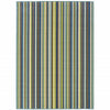 9' X 13' Blue Striped Stain Resistant Indoor Outdoor Area Rug