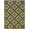 9' X 13' Brown Floral Stain Resistant Indoor Outdoor Area Rug