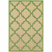 10' X 13' Sand Geometric Stain Resistant Indoor Outdoor Area Rug