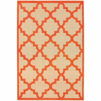 10' X 13' Sand Geometric Stain Resistant Indoor Outdoor Area Rug