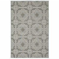 8' X 10' Grey Geometric Stain Resistant Indoor Outdoor Area Rug