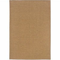 9' X 13' Tan Striped Stain Resistant Indoor Outdoor Area Rug