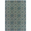 10' X 13' Blue Geometric Stain Resistant Indoor Outdoor Area Rug