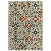 8' X 10' Grey Geometric Stain Resistant Indoor Outdoor Area Rug