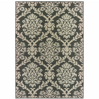 8' X 10' Grey Floral Stain Resistant Indoor Outdoor Area Rug