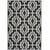 8' X 11' Black Geometric Stain Resistant Indoor Outdoor Area Rug