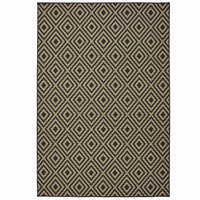 8' X 11' Black Geometric Stain Resistant Indoor Outdoor Area Rug