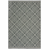 9' X 13' Grey Geometric Stain Resistant Indoor Outdoor Area Rug