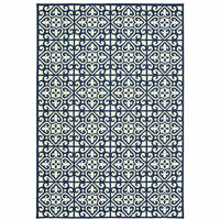 9' X 13' Ivory Geometric Stain Resistant Indoor Outdoor Area Rug