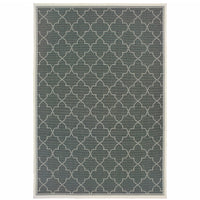 9' X 13' Grey Geometric Stain Resistant Indoor Outdoor Area Rug