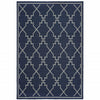 9' X 13' Navy Geometric Stain Resistant Indoor Outdoor Area Rug