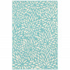 8' X 11' Blue Floral Stain Resistant Indoor Outdoor Area Rug