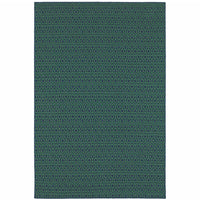 9' X 13' Navy Geometric Stain Resistant Indoor Outdoor Area Rug