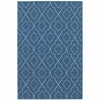 8' X 11' Navy Geometric Stain Resistant Indoor Outdoor Area Rug