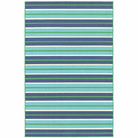 8' X 11' Blue Geometric Stain Resistant Indoor Outdoor Area Rug