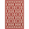 9' X 13' Red Geometric Stain Resistant Indoor Outdoor Area Rug