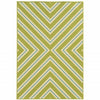 9' X 13' Green Geometric Stain Resistant Indoor Outdoor Area Rug