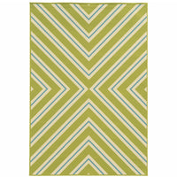 9' X 13' Green Geometric Stain Resistant Indoor Outdoor Area Rug