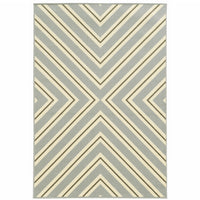 9' X 13' Grey Geometric Stain Resistant Indoor Outdoor Area Rug