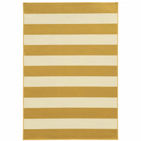 9' X 13' Gold Geometric Stain Resistant Indoor Outdoor Area Rug