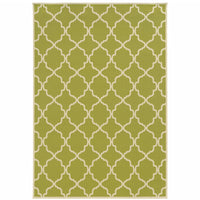 9' X 13' Green Geometric Stain Resistant Indoor Outdoor Area Rug